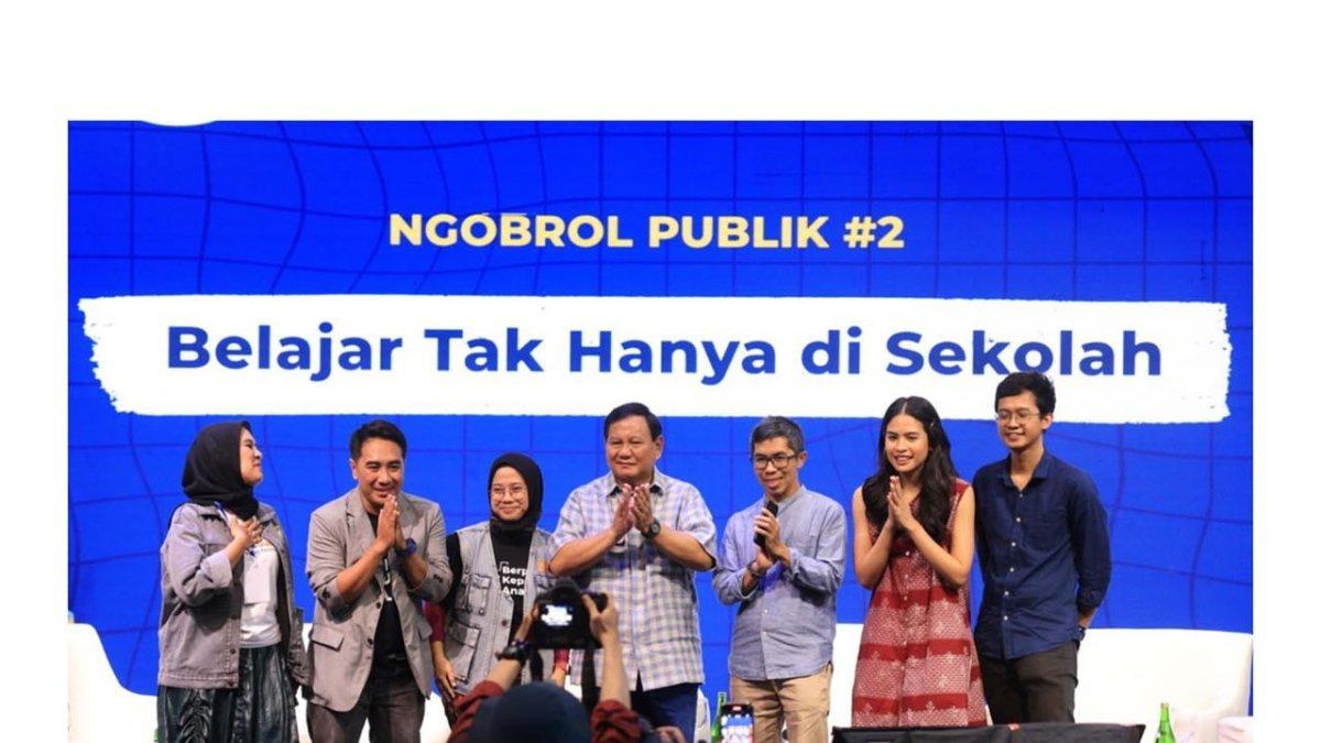 Momen Prabowo Subianto saat berdiskusi dengan Maudy Ayunda.