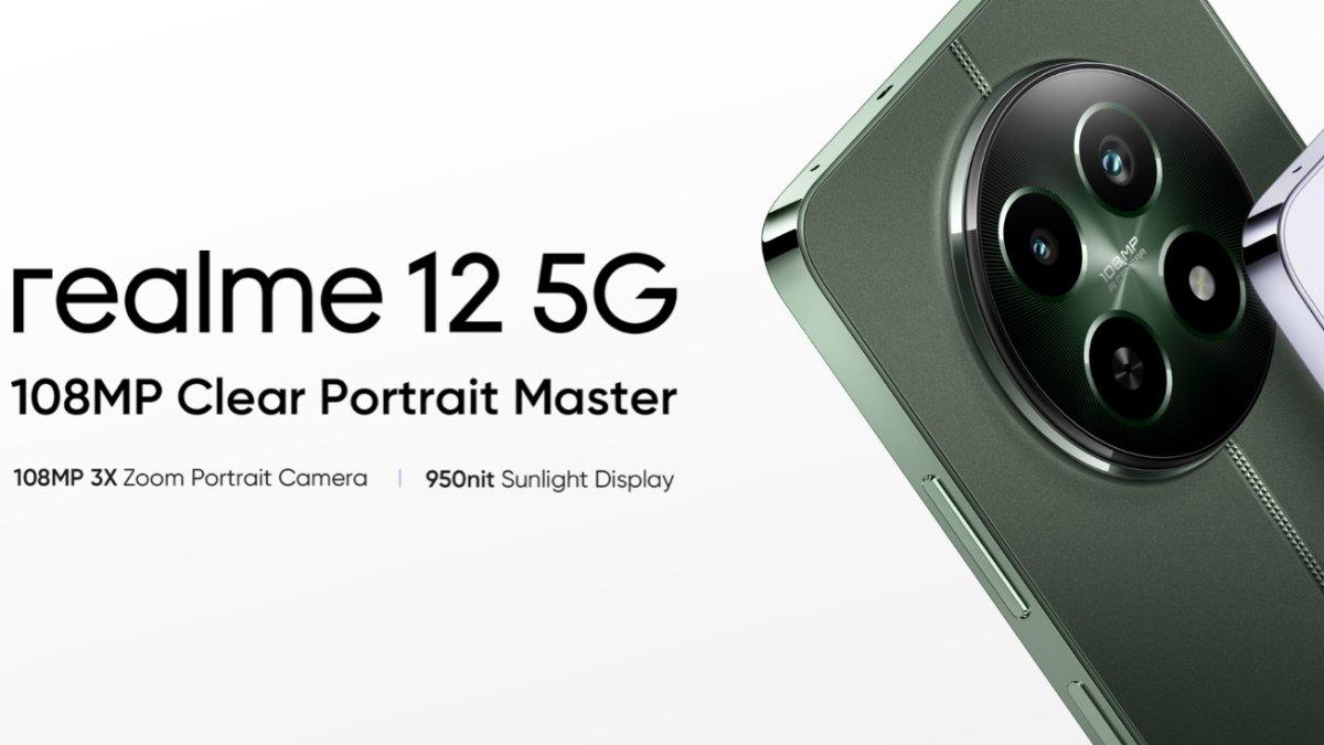 Tampilan desain modul kamera Realme 12 5G: 108 MP Clear Portrait Master.