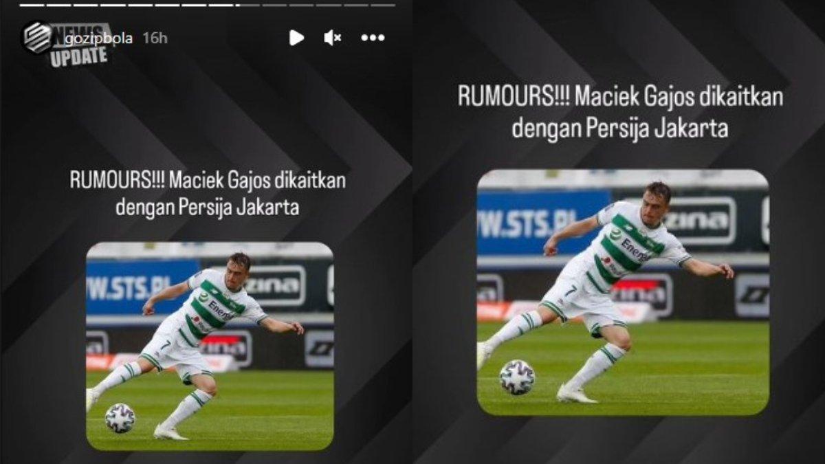Rumor dikaitkannya Maciej Gajos dengan Persija Jakarta melalui unggahan @gozipbola pada Jumat (30/6/2023).
