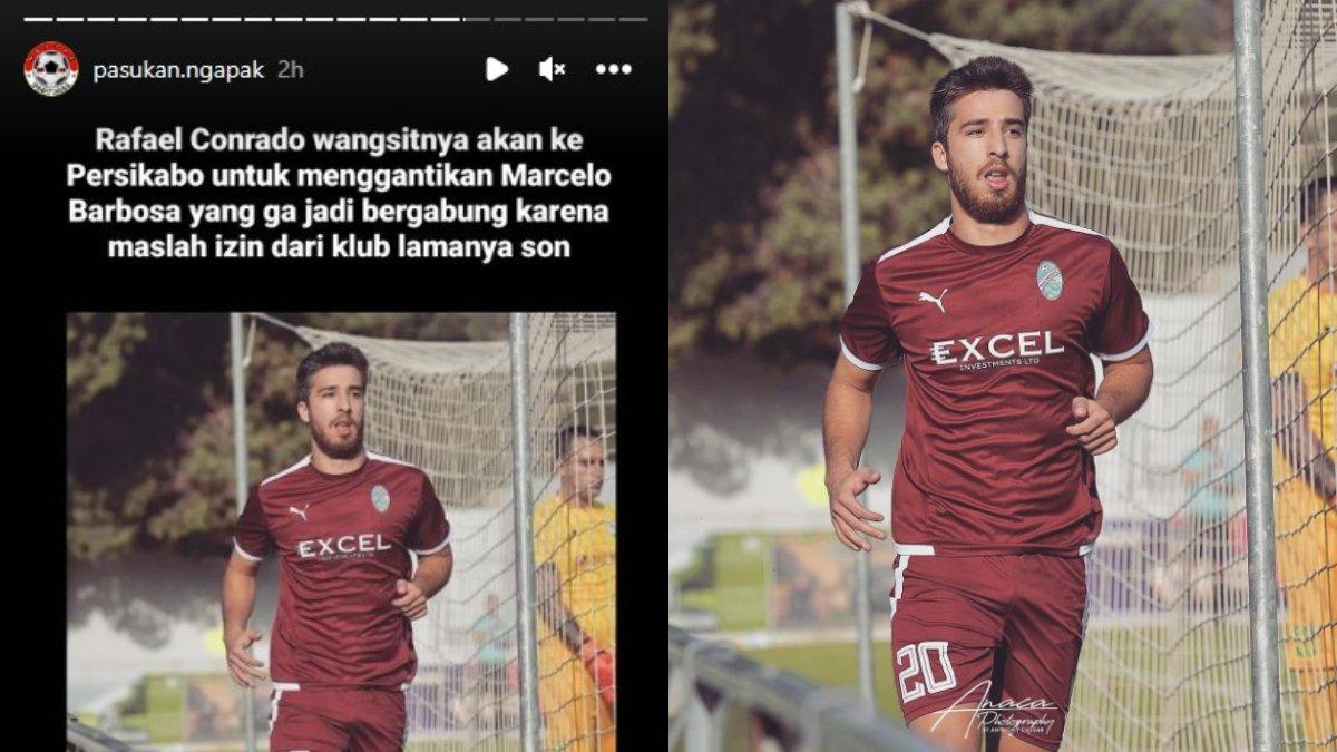 Rumor akan bergabungnya Rafael Conrado menuju Persikabo 1973 untuk menggantikan Marcelo Barbosa melalui unggahan Instagram Story @pasukan.ngapak, Selasa (2/7/2023).