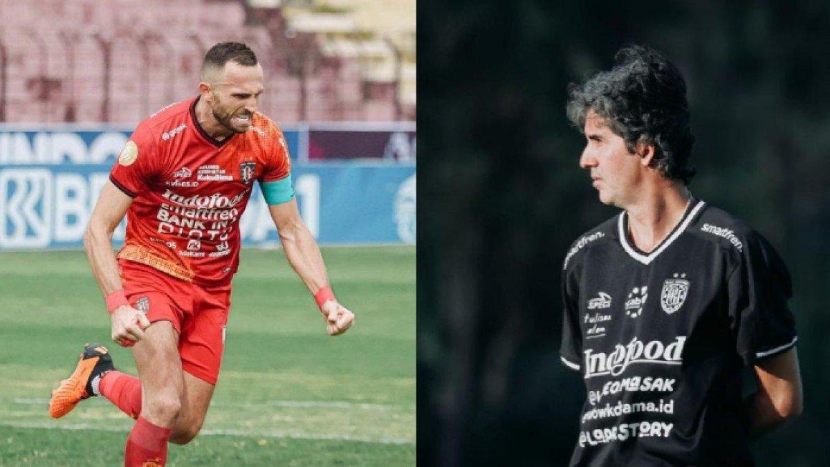 Striker Bali United, Ilija Spasojevic dan pelatih kepala Bali United Stefano Cugurra Teco.