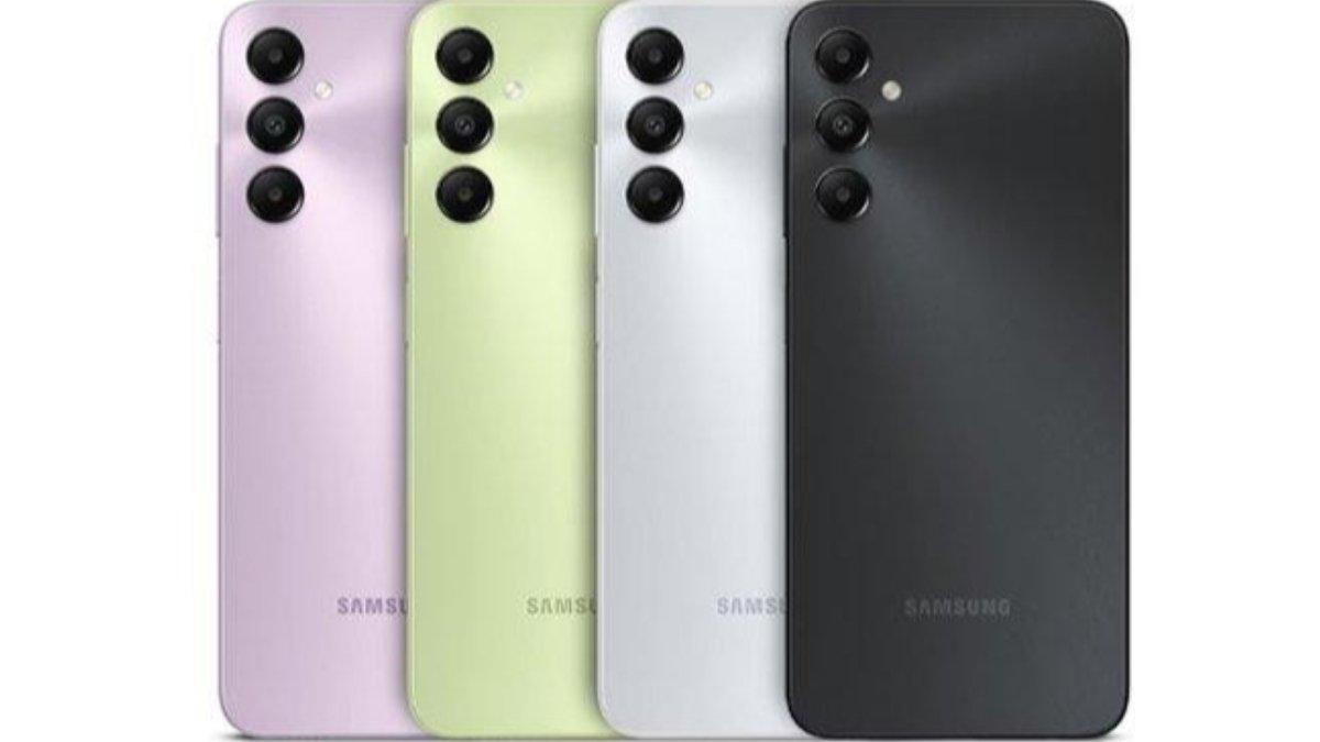 Tampilan desain bodi belakang Samsung Galaxy A05s: Violet, Light Green, Silver, dan Black.