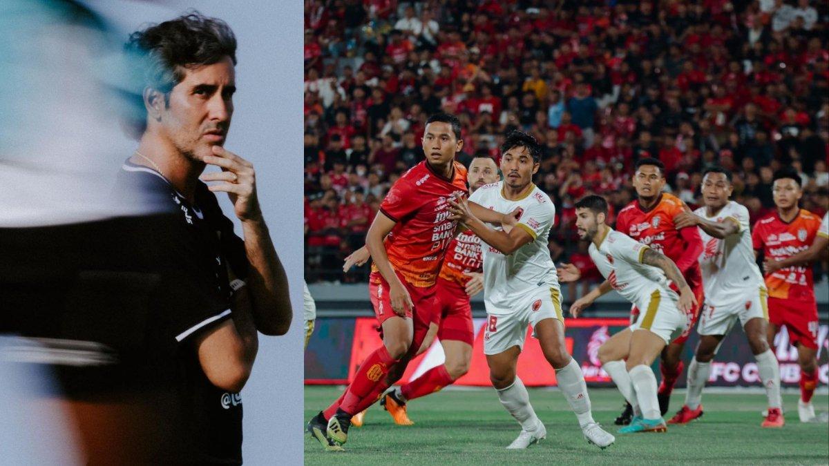 Pelatih Bali United, Stefano Cugurra alias Teco (kiri) dan cuplikan laga Serdadu Tridatu kontra PSM Makassar dalam leg pertama babak play off Liga Champions Asia di Stadion Kapten I Wayan Dipta, Gianyar, Bali pada Selasa (6/6/2023) (kanan).