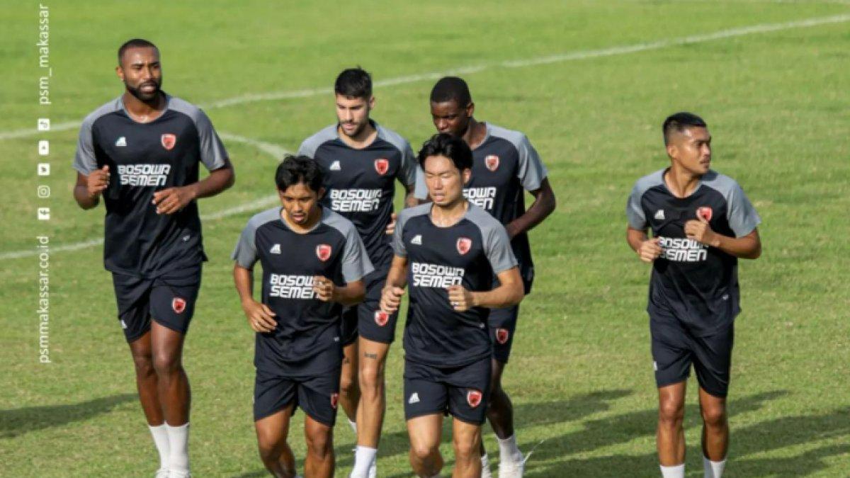 Skuad PSM Makassar menjalani latihan sebagai persiapan jelang Liga 1 2023.