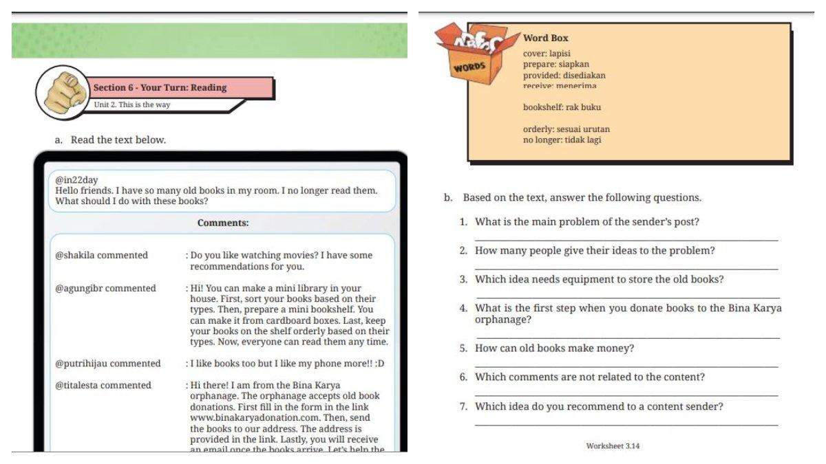 Soal dan Kunci Jawaban Bahasa Inggris Kelas 8 Wroksheet 3.14