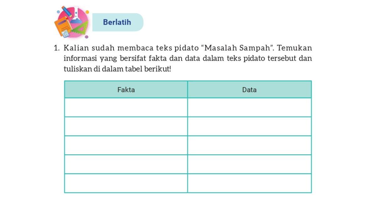 Soal nomor 1 Bahasa Indonesia kelas 8 Kurikulum Merdeka Bab 6, Berlatih halaman 178 179