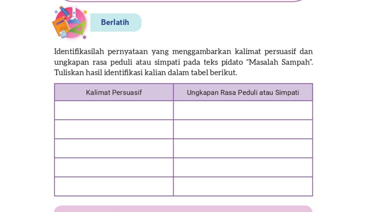 Soal Bahasa Indonesia kelas 8 Kurikulum Merdeka Bab 6, Berlatih halaman 182.