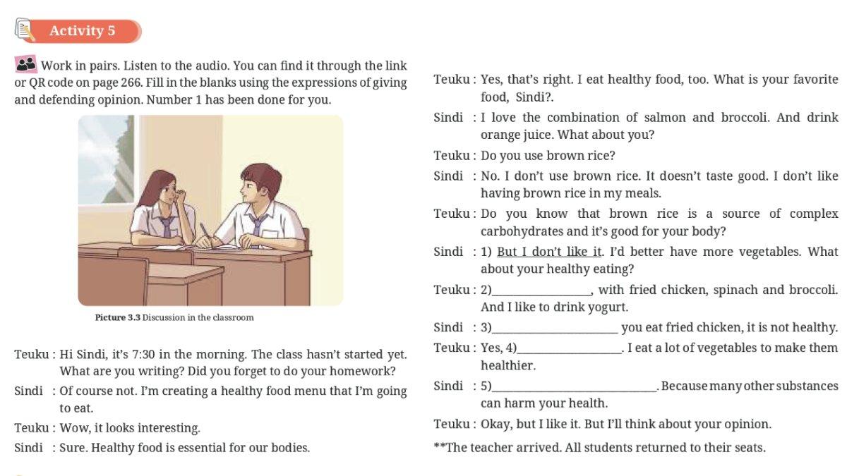 Soal Bahasa Inggris kelas 11 Kurikulum Merdeka Unit 3, Activity 5 halaman 102 103.