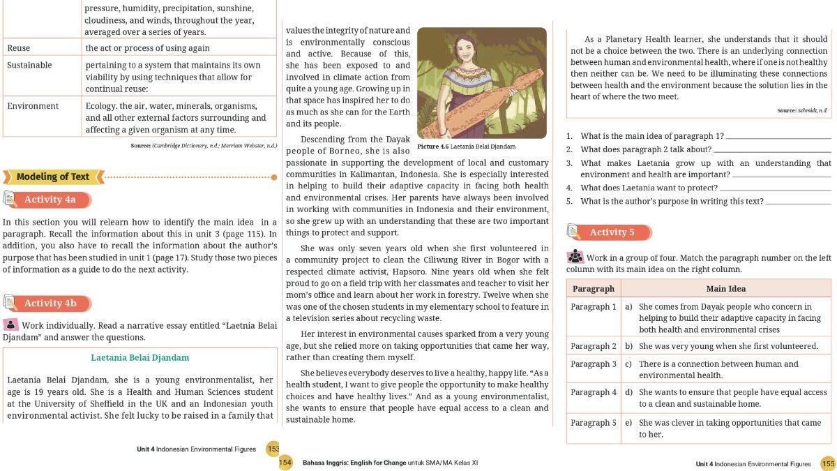 Soal Bahasa Inggris kelas 11 SMA/MA Kurikulum Merdeka Unit 4, Activity 4b halaman 153 154 155.