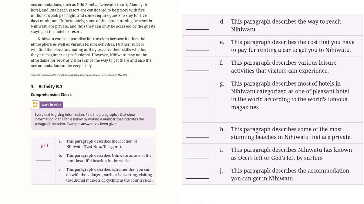 Soal Bahasa Inggris kelas 12 Kurikulum Merdeka Unit 3, Activity B.3 halaman 105 106.