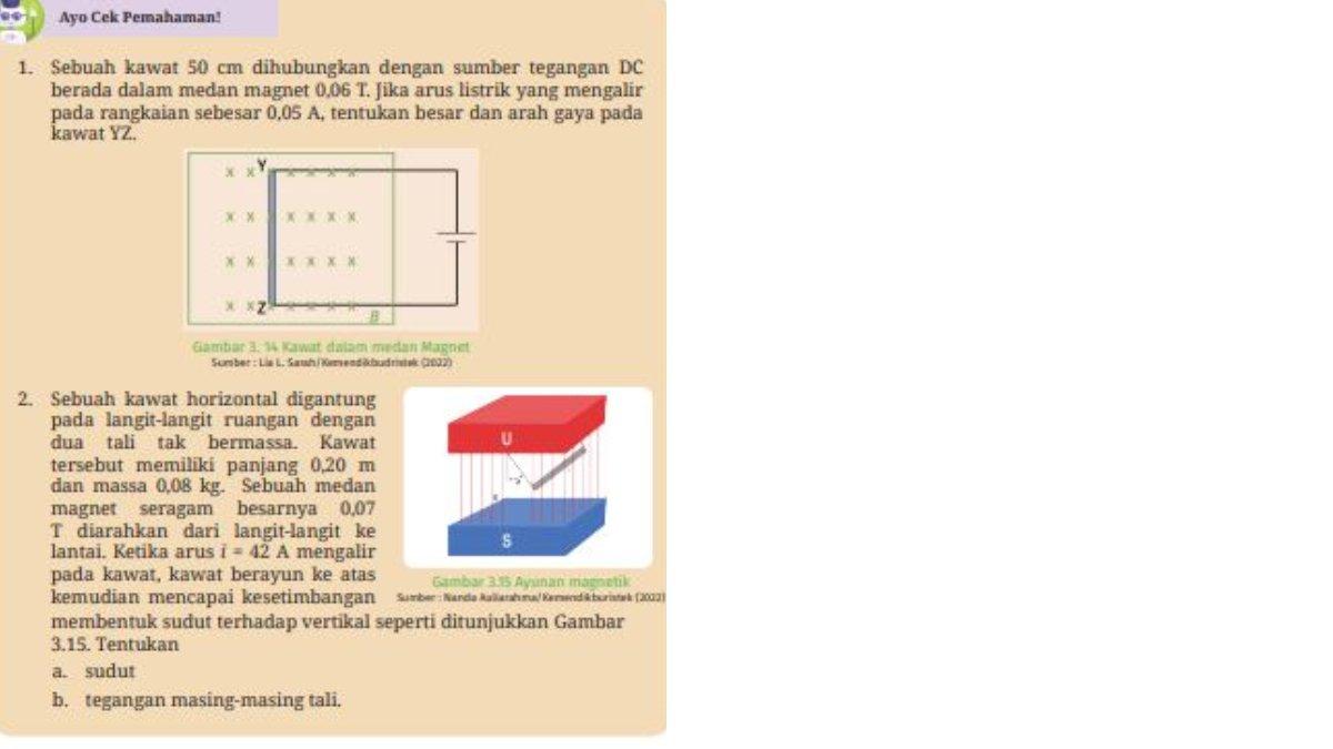 Soal Ayo Cek Pemahaman Halaman 53, Fisika Kelas 12 SMA/MA.