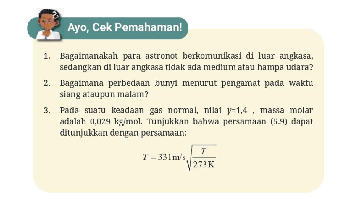 Soal Fisika kelas 11 SMA/MA Kurikulum Merdeka Bab 5, Ayo Cek Pemahaman halaman 129.