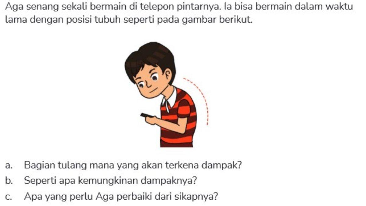 Soal mata pelajaran (mapel) Ilmu Pengetahuan Alam dan Sosial (IPAS) kelas 6 SD Bab 1 halaman 24 tentang Bagaimana Tubuh Kita Bergerak.