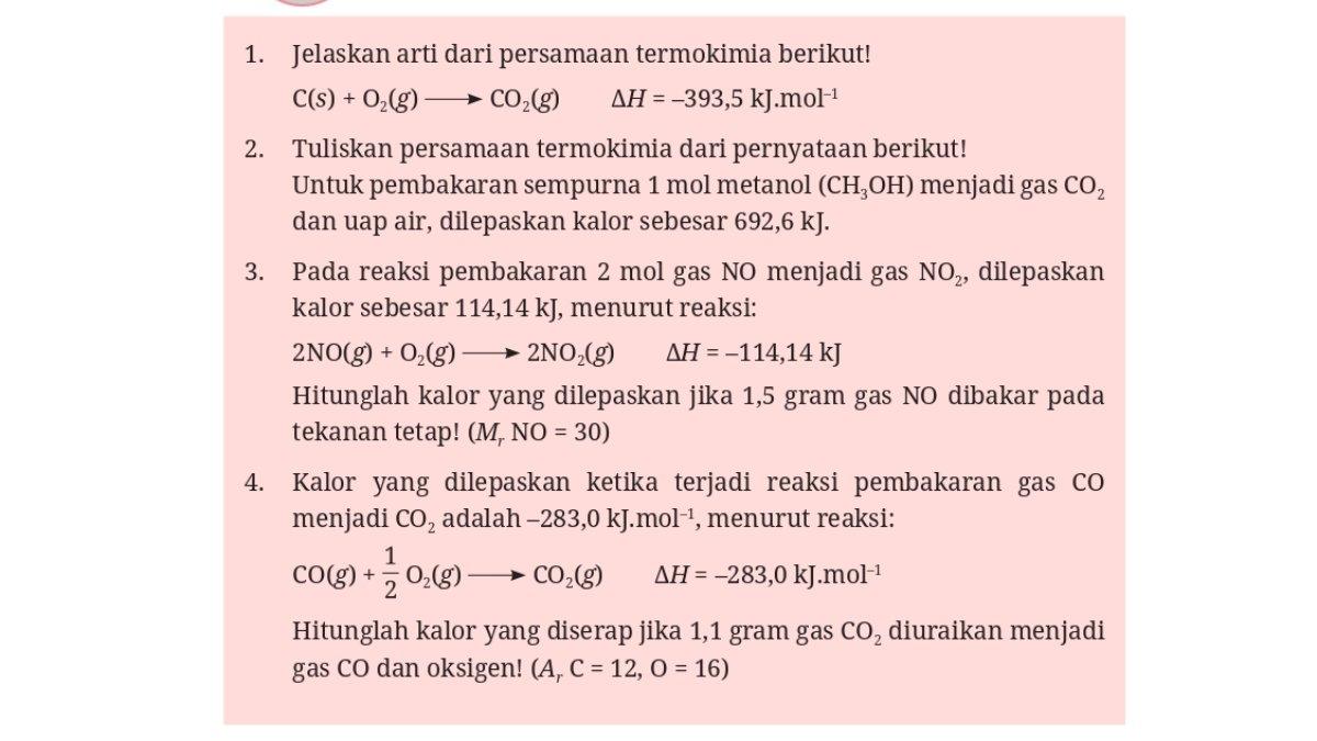 Soal Kimia kelas 11 SMA/MA Kurikulum Merdeka Bab 5, Ayo Berlatih halaman 135.