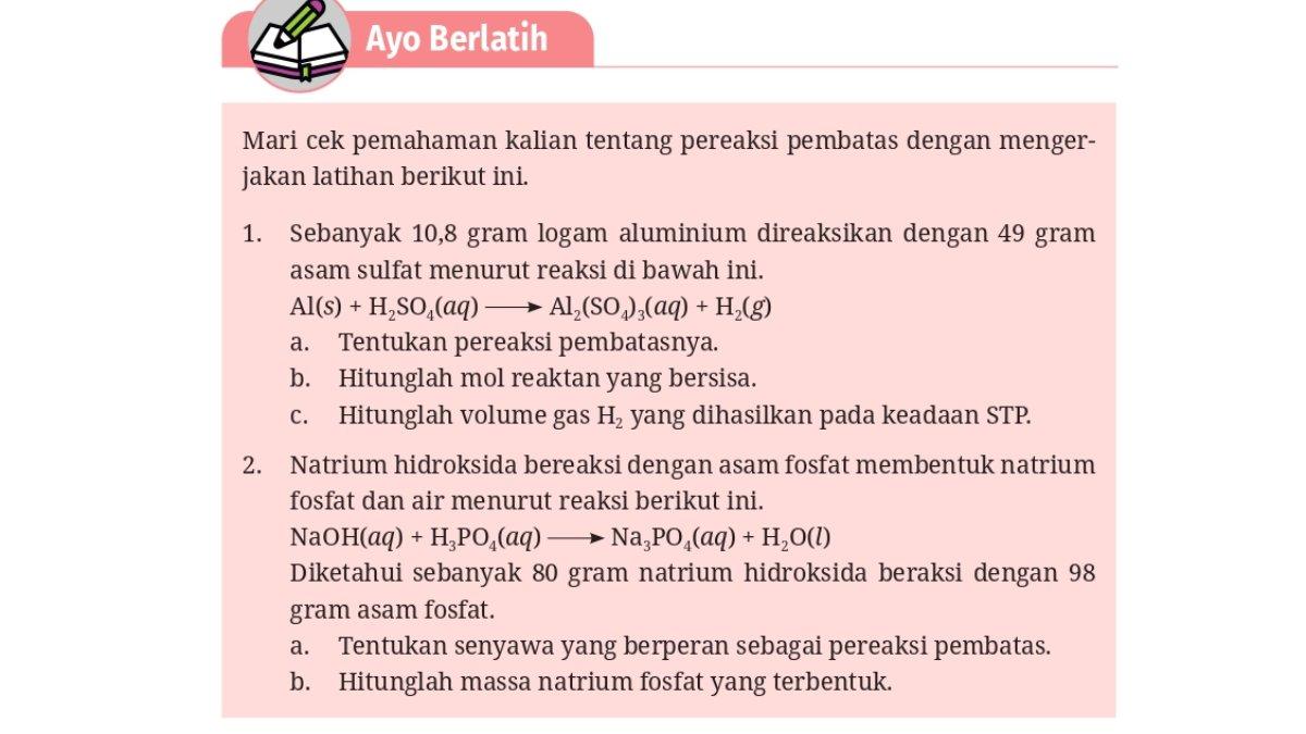 Soal Kimia kelas 11 Kurikulum Merdeka Bab 3, Ayo Berlatih halaman 79.