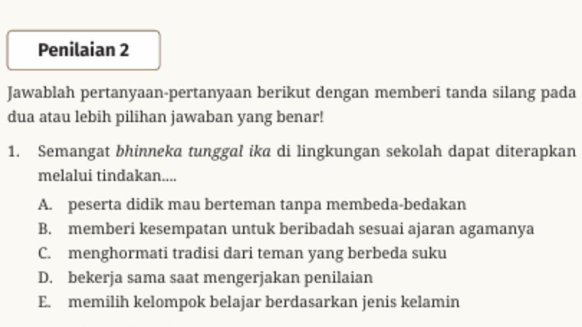 Berikut soal pilihan ganda nomor 1.