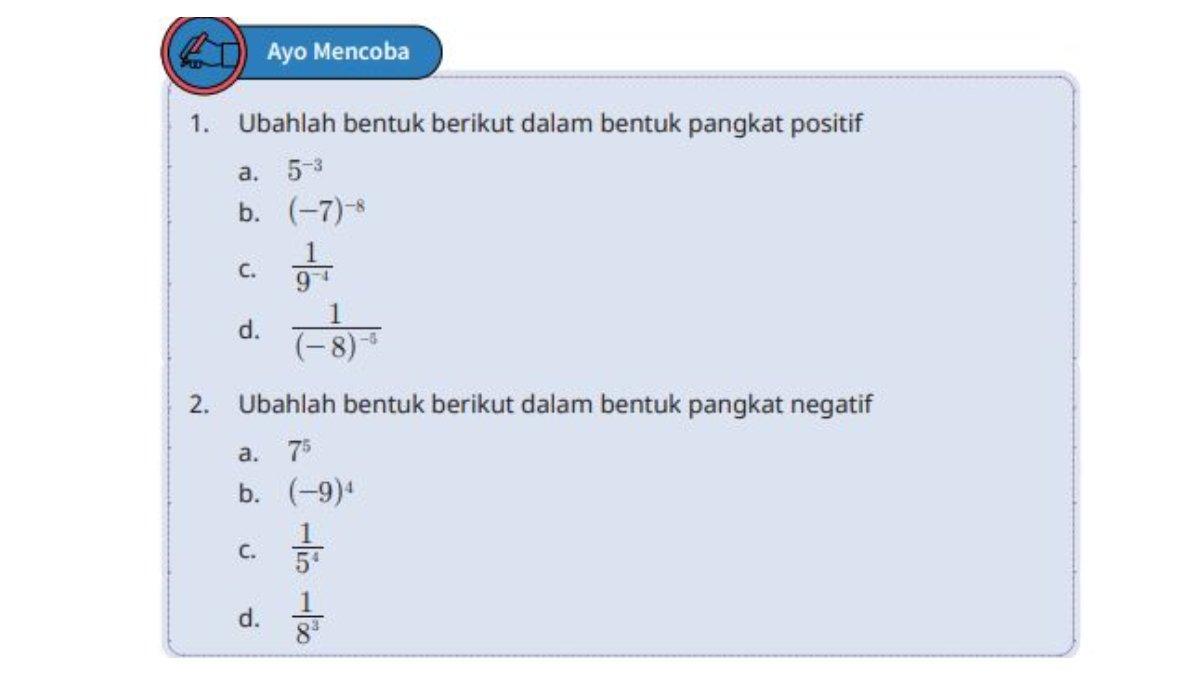 KUNCI JAWABAN - Gambar soal buku matematika untuk SMP/MTs Kelas 8. Berikut soal Ayo mencoba buku matematika untuk SMP/MTs Kelas 8 di halaman 23. Diakses pada Rabu (26/2/2025).