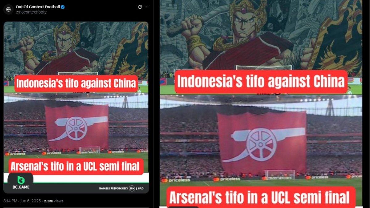 Media Asing Out Of Context Football soroti tifo suporter Timnas Indonesia dan bandingkan dengan milik Arsenal.