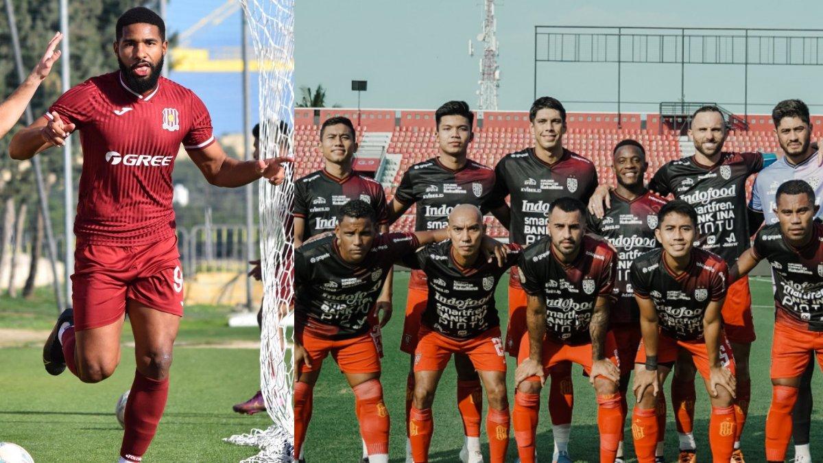 Sosok Jefferson Assis (kiri) dan para pemain Bali United (kanan).