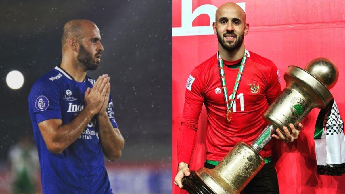 Kolase Foto Mohammed Rashid bersama Persib Bandung (kiri) dan ketika juara di Liga Palestina dengan Jersey Timnas Indonesia (kanan).