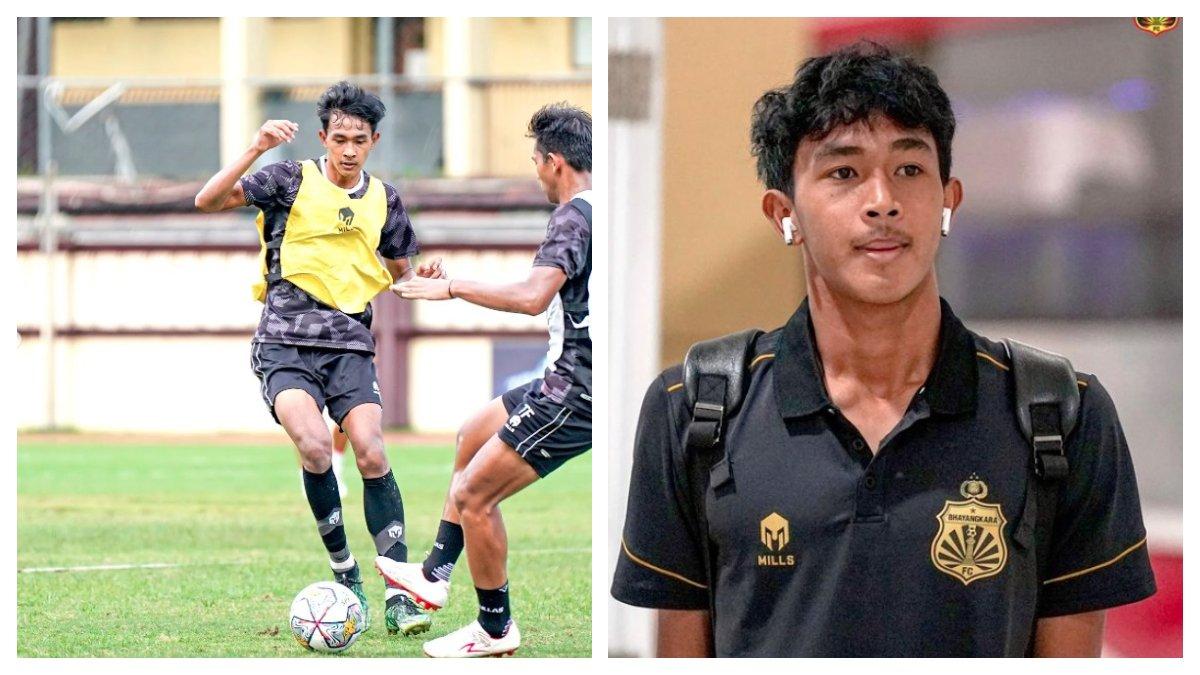Striker muda Bhayangkara FC, Muhammad Ragil jelang laga melawan PSIS Semarang di Liga 1 2023/2024.