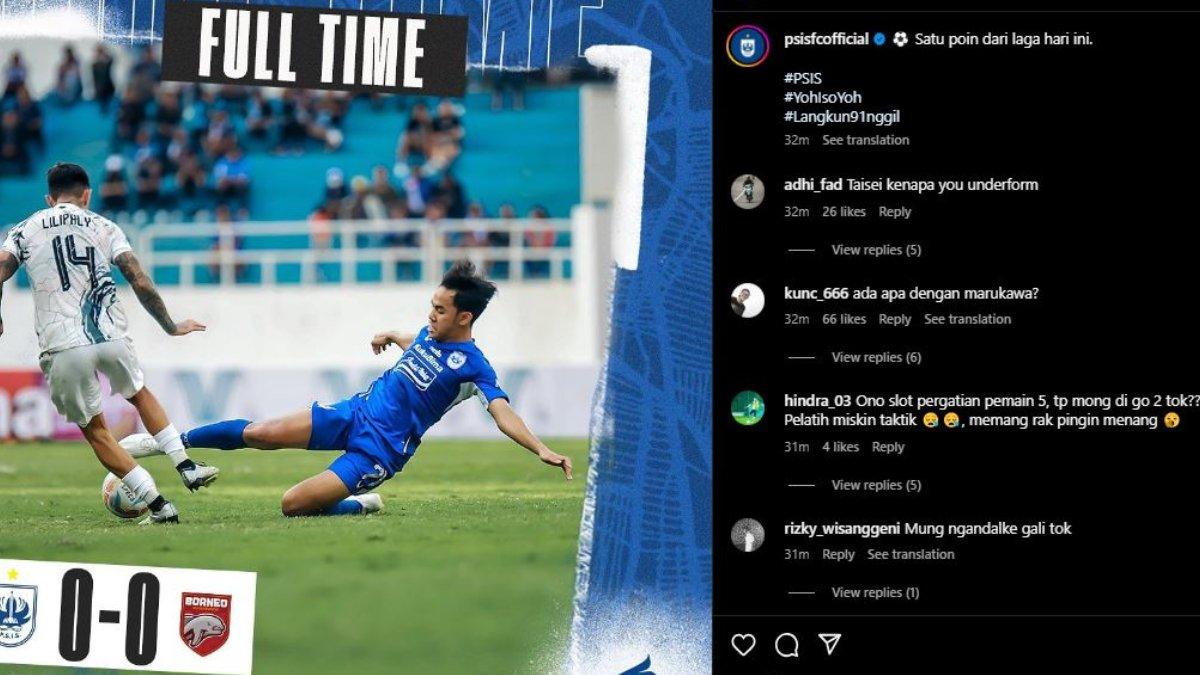 Taisei Marukawa tengah mendapat sorotan tajam saat dinilai underperform ketika PSIS Semarang menjamu Borneo FC di pekan kelima Liga 1 2023.