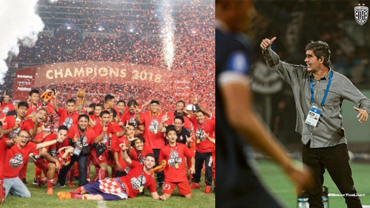 Momen Persija Jakarta juara Liga 1 2018 (kiri) dan pelatih Bali United Stefano Cugurra (kanan). Gerak-gerik Stefano Cugurra intai skuad juara Persija Jakarta 2018.