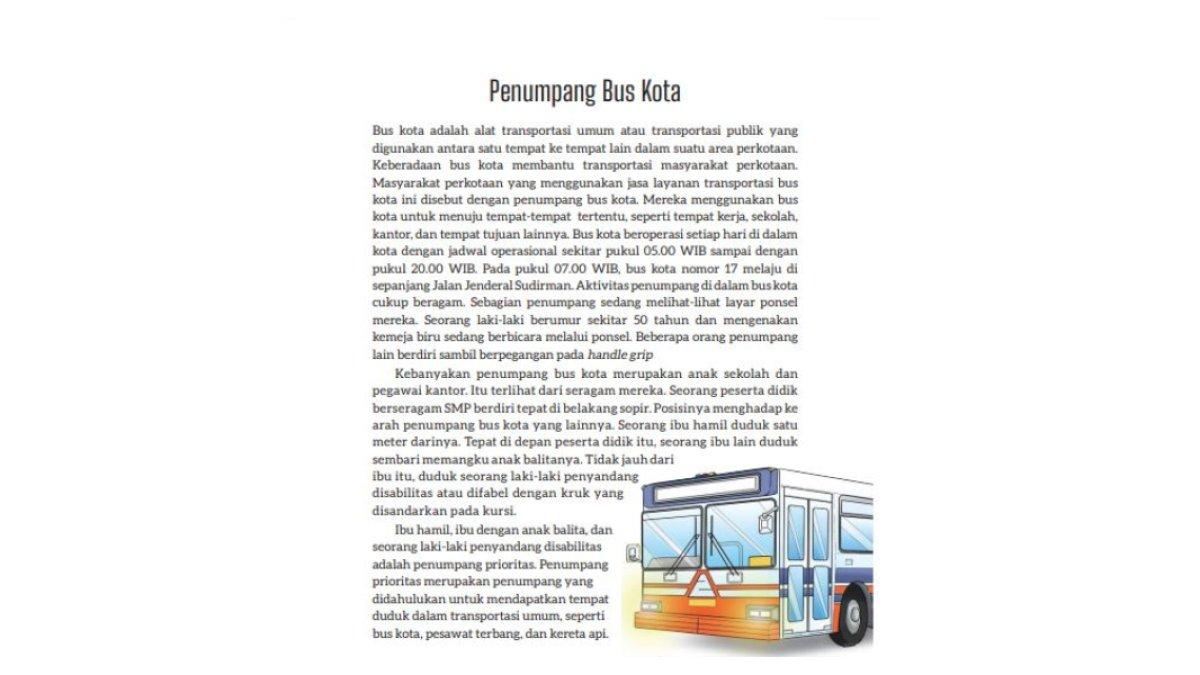 Teks Penumpang Bus Kota, halaman 3 Bahasa Indonesia kelas 8 SMP.