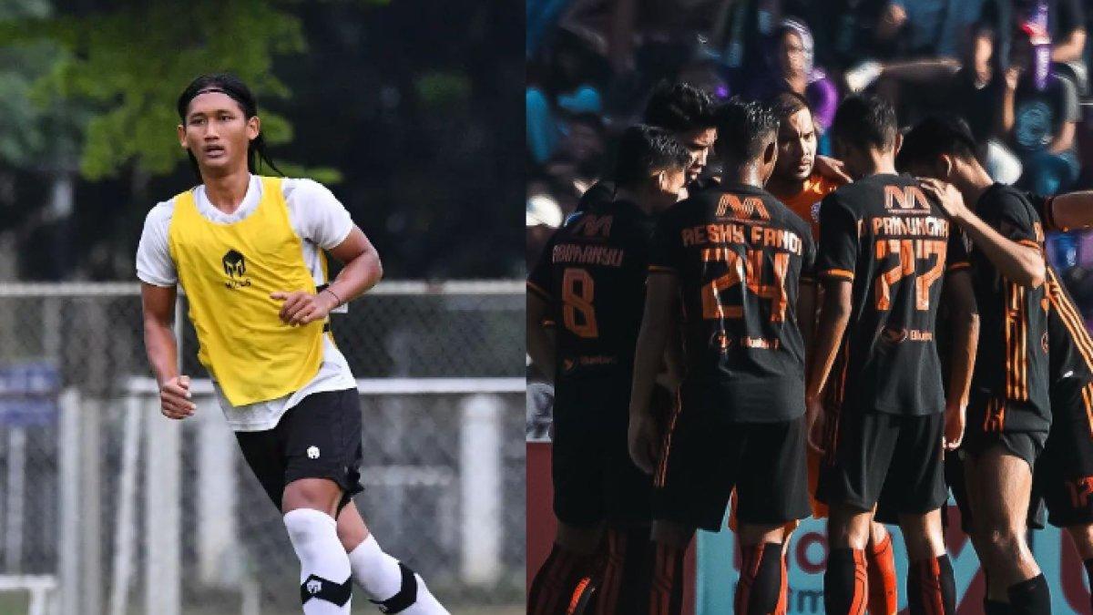 Akbar Arjunsyah ketika mengenakan seragam latihan Timnas Indonesia (kiri) dan para pemain Persija Jakarta (kanan).