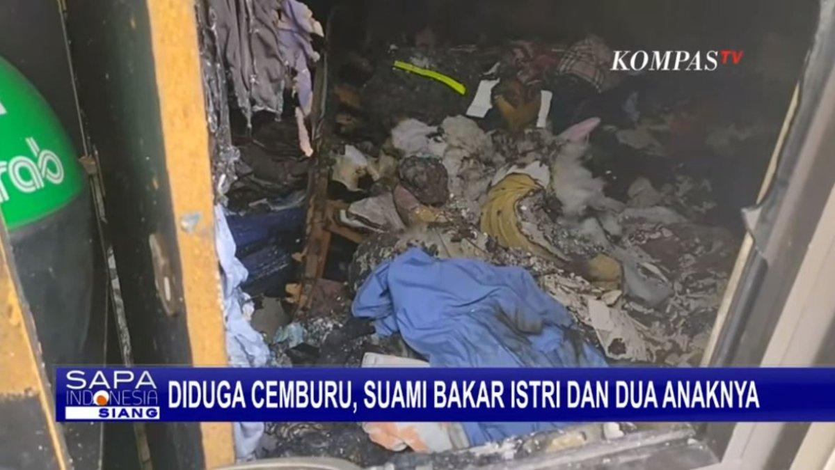 Tempat kejadian perkara (TKP) suami bakar istri dan anak di rumah mereka, kawasan Cakung, Jakarta Timur, Rabu (28/6/2023).