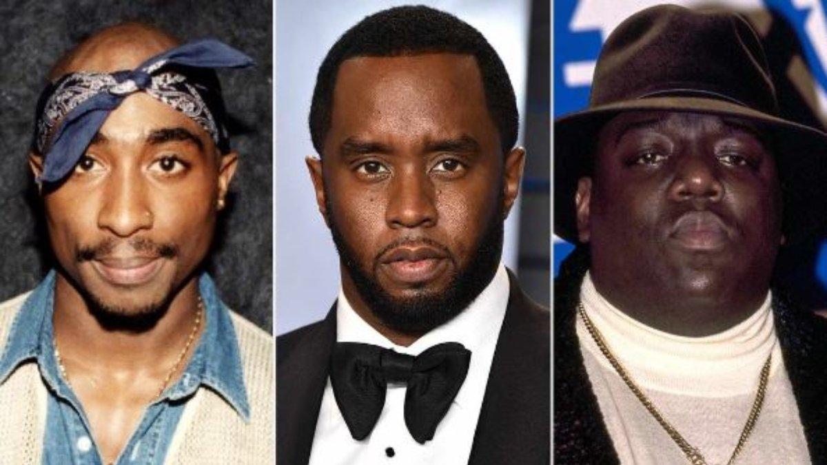 Tupac Shakur(kiri). P Diddy (tengah). Notorious B.I.G(kanan).