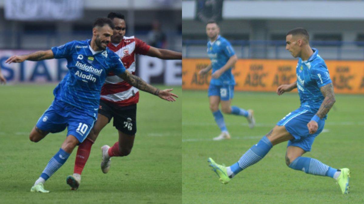 Dua pemain asing asal Spanyol milik Persib Bandung, Tyronne del Pino (kiri) dan Alberto Rodriguez (kanan).