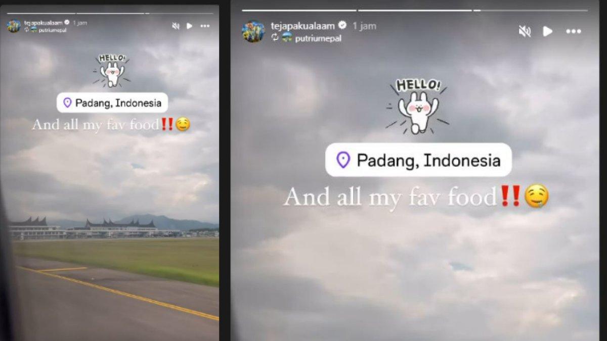 Melalui unggahan story akun Instagram pribadi, Kamis (6/6/2024) Teja Paku Alam membangikan momen bersama keluarga saat perjalanan dari Bandara Soekarno Hatta hingga mendarat di Bandara di Padang.