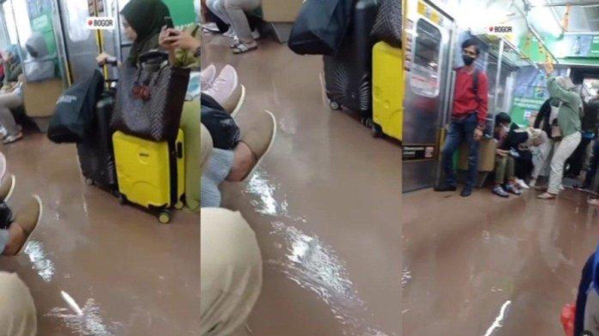 Viral Gerbong Krl Di Bogor Digenangi Air Penumpang Sampai Angkat Kaki