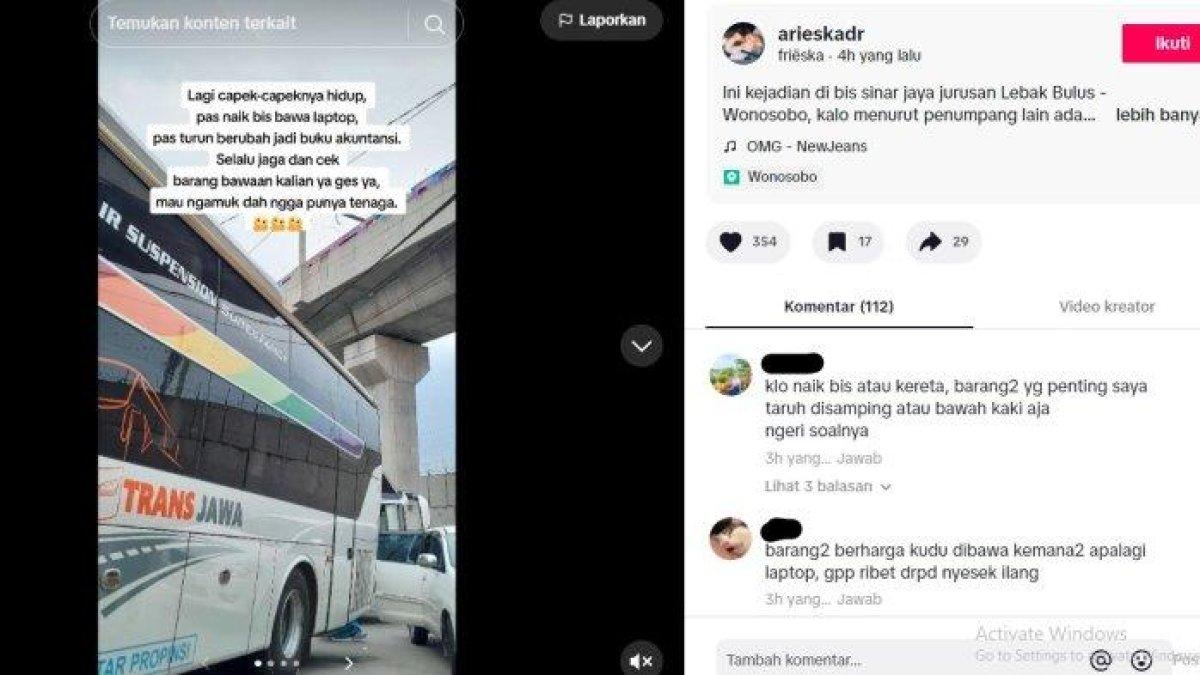 Seorang penumpang bus AKAP tengah viral seusai kemalingan di mana laptopnya berubah menjadi buku tulis tebal.