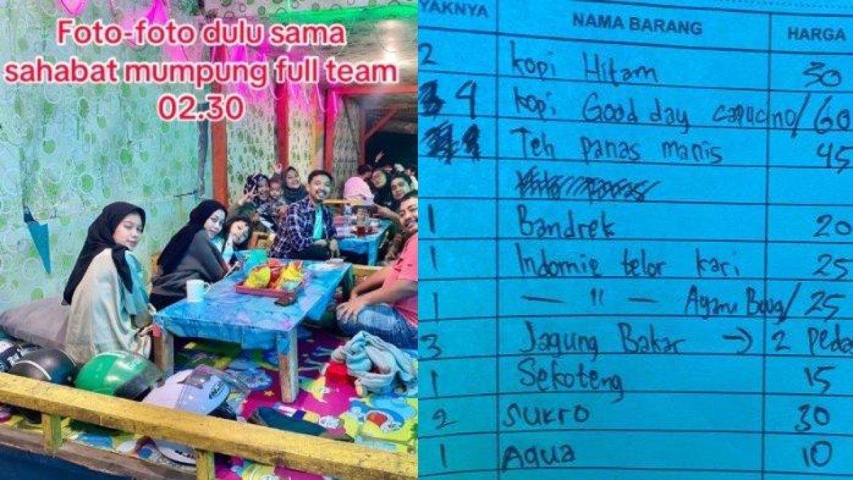 Tangkapan layar momen saat Sera Fitriyana Furqon dan teman-temannya berada di sebuah warung di Puncak, Bogor, Jawa Barat (kiri) dan harga makanan dan minuman di salah satu warung di Bogor. Sera mengaku kaget mengetahui harga makanan dan minuman yang tak wajar.