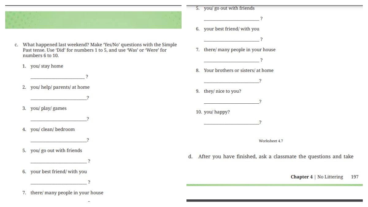 Soal bahasa Inggris kelas 8 SMP Worksheet 4.7 Chapter 4 Unit 1 halaman 197-198 Kurikulum Merdeka.