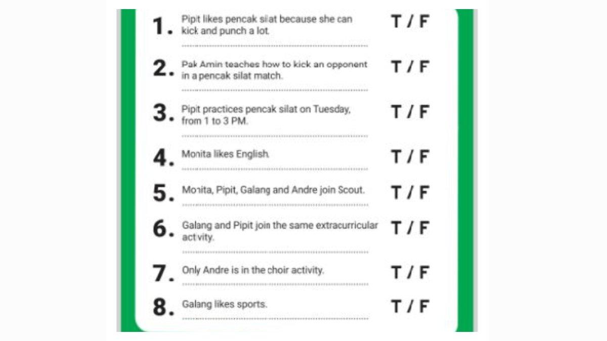Worksheet 5.14 halaman 228, English for Nusantara kelas 7 SMP.