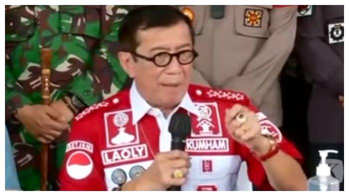 Yasonna Laoly saat konferensi pers di Lapas Kelas 1 Tangerang, Rabu (8/9/2021).