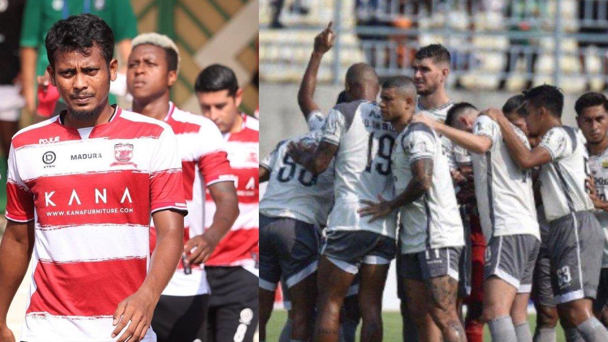 Zulfiandi ketika membela Madura United (kiri) dan para pemain Persib Bandung di gelaran Liga 1 2022/2023 (kanan).